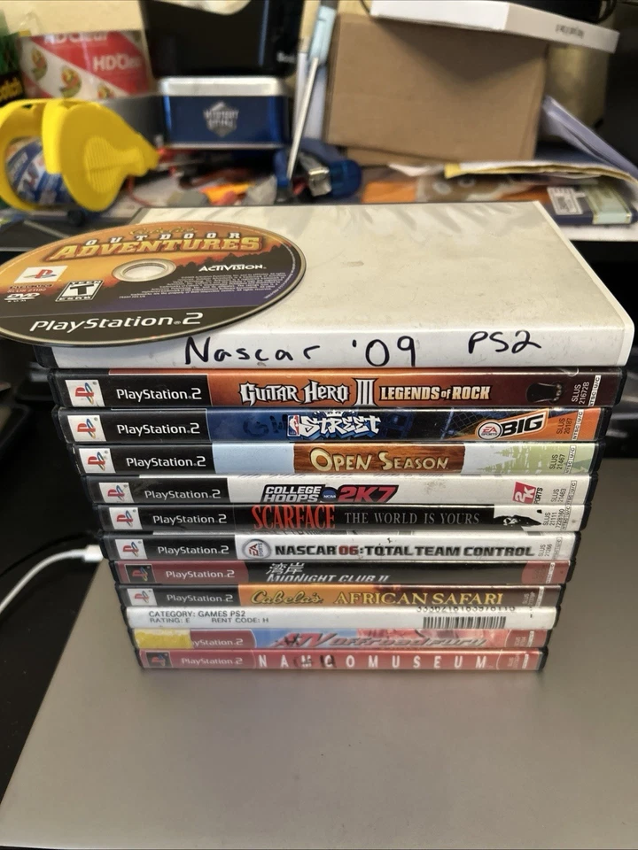 Used PlayStation 2 Games Lot (13) All Playable NASCAR Scarface Cabela’s Guitar - Image 1 of 1