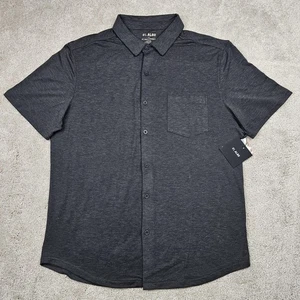Algo Shirt Mens Large Gray Performance Short Sleeve Button Up Pocket Quick Dry - Picture 1 of 9