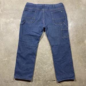 Key Industries Fleece Lined Carpenter Jeans Men 42x30 Blue Denim Workwear - Picture 1 of 10