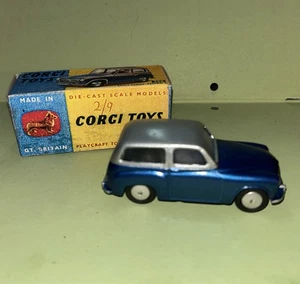 Restaurado Corgi 206 Hillman Husky Sedán Plateado y Azul 1ª Edición Caja Repro 2224 - Imagen 1 de 8