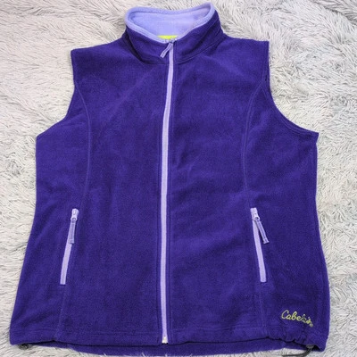 Cabela's Vest Womens Purple 1X Fleece Outdoors Gorpcore Hiking Zip Up Pockets - Image 1 of 4
