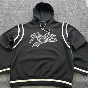 Sudadera Polo Ralph Lauren Script Deletrear Para Hombre Grande Negro Blanco Acentos - Imagen 1 de 5