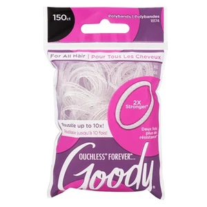 Ouchless Forever Polyband Haargummis, 150 Ct, transparent, Gummibänder, leicht gleitend... - Bild 1 von 4