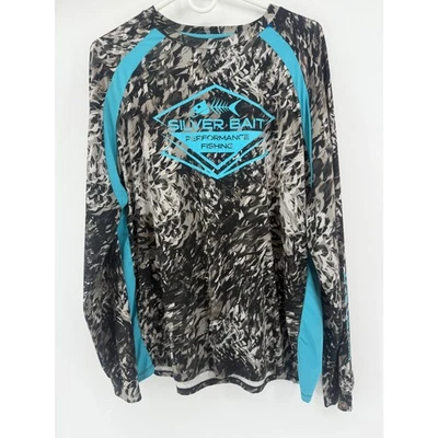 Camisa de pesca de rendimiento Silver Bait estampado camuflado para hombre talla mediana Foto 1 de 4