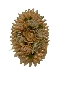 Jewelry Vintage 1970’s Hand-Made Carved Plastic Rose Flower Sea Shell Brooch Pin - Picture 1 of 5