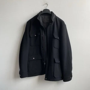 COACH New York Men’s Full Zip Wool/Leather Coat Size XL Black rrp780$ - Picture 1 of 19