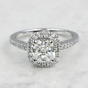 1.80Ct Cushion Cut Lab Grown IGI Certified Diamond Wedding Ring 14K White Gold - Picture 1 of 8