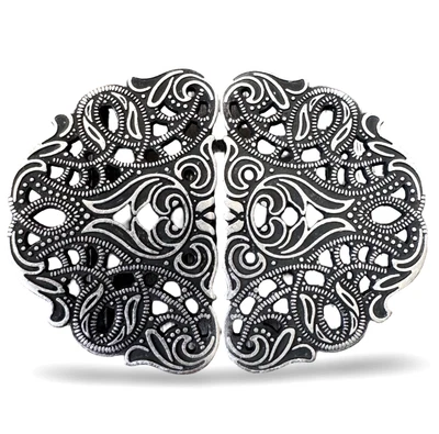 altsilber bildschöne Trachten Schliesse aus Metall 55mmx40mm Steg 30mm - Bild 1 von 4