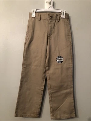 Pantalón chino caqui de sarga frontal plano para niños Nautica talla 7 regular Foto 1 de 4