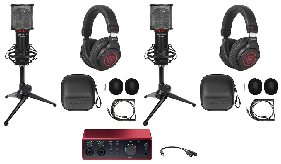 2-Person Podcast Podcasting Recording Bundle w/Scarlett 4i4 4th Gen Interface - Image 1 of 4