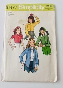 Blusa de Colección Años 70- Simplicity 6477 Linda Niña Patrón de Costura Talla 7 - Imagen 1 de 3