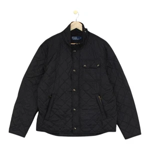 Vintage Ralph Lauren Quilted Jacket Mens Size L Black Lightweight Full Zip - Picture 1 of 15