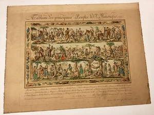 1798 Hand Colored Engraving "Tableau of the Principal Peoples of America" - Picture 1 of 21