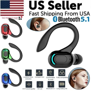 Bluetooth 5.1 Wireless Earbuds Stereo Headphones Ear Hook Sports Gaming - Picture 1 of 15