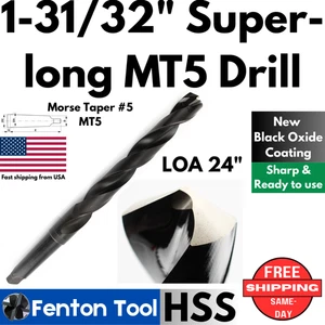 1-31/32" MORSE TAPER Drill HSS MT5 New Black Oxide MT 5 1.9687 USA High Speed - Picture 1 of 12