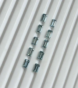 Natural Aquamarine 3x5mm Emerald Faceted  Gemstones Wholesale Lot of 10 Pieces - Picture 1 of 3