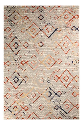 Moroccan Geometric Print - 5'x 8', Light Grey, Patterned Design Area Rug - 504 - Image 1 of 4