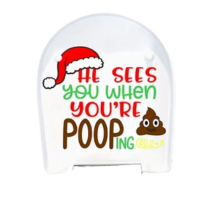 Divertida Calcomanía Inodoro SANTA SEES YOU POOPING Navidad Vacaciones Baño Decoración - Imagen 1 de 4