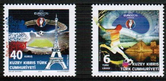  2016 EURO FOOTBALL TURKISH CYPRUS UNMOUNTED MINT - Image 1 of 1