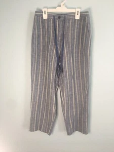 Crazy Horse Womens Size 8 Blue Striped Linen Pants  - Picture 1 of 4