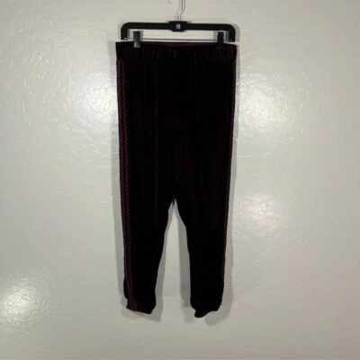 Pantalones Jogger Johnny Was Para Mujer Pequeños Terciopelo Bordado BOHO Borgoña Foto 1 de 4
