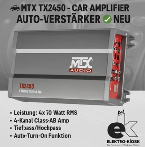 🚗 MTX TX2450 -  Car Amplifier 4 Kanäle Auto Verstärker 4x75W RMs 1200W ✅  NEU - Bild 1 von 18