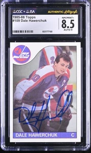 Dale Hawerchuk 1985-86 Topps Card #109 Winnipeg Jets CGC 8.5 JSA 9 Auto - Picture 1 of 2