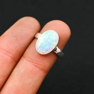 Anillo de joyería de plata esterlina 925 hecho a mano con piedras preciosas de ópalo australiano natural regalo - Imagen 1 de 4