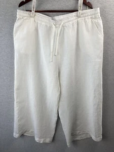 NWT Ecupper 100%Linen Cropped Wide Leg Ivory Pants Women's 5XL BreathableBeachy - Picture 1 of 8