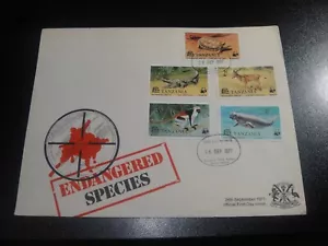Tansania 1977 Sc#82-86 WWF Endangered Species Official FDC - Bild 1 von 2