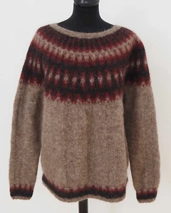 Damen Island Norweger Zopf Strick Pullover Grösse L Schurwolle Handarbeit N024 - Bild 1 von 3