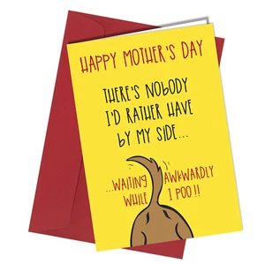 #1490 Mothers Day Card From The Pet Dog Awkward Poo Funny Cheeky Rude - Picture 1 of 2