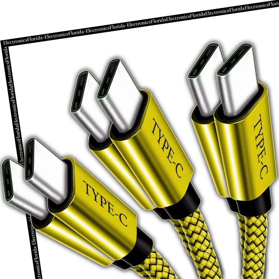 [Paquete de 3] Cable de carga con cable macho cargador rápido (USB-C a USB-C) Foto 1 de 4