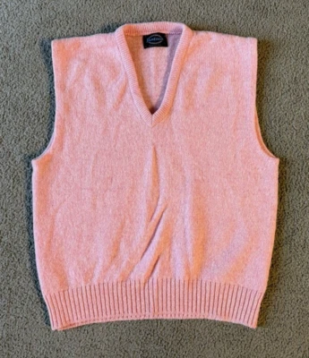 Chaleco Suéter de Colección Jantzen Para Hombre Rosa Lana Cuello en V - Talla Grande - Hecho en EE. UU. Foto 1 de 4