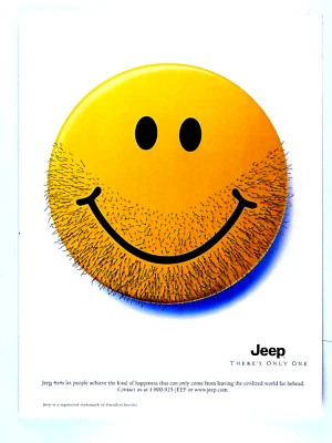 1999 JEEP 4 x 4 Smiley Face Antenna Ball Beard Stubble Vintage Original Print Ad - Image 1 of 3
