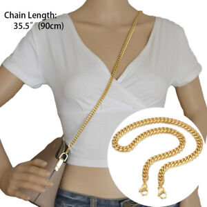 8mm Luxury Gold Handbag Chain Miami Cuban Link Stainless Steel Wallet Chain
