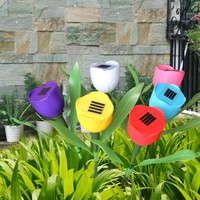 6pcs Solar Powered Tulip Flower LED Lighst Garden Path Landscape Lamp Lights