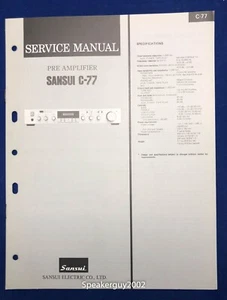 Original Sansui C-77 / Preamplificador estéreo Manual de servicio - Imagen 1 de 1