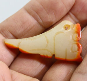 Collection ,-carved Chinese HeTian white jade beast amulet pendant D614