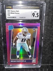 MICAH PARSONS 2021 Donruss Optic 245 rosa clasificación Prizm radiocontrol novato CSG 9,5 - Imagen 1 de 2