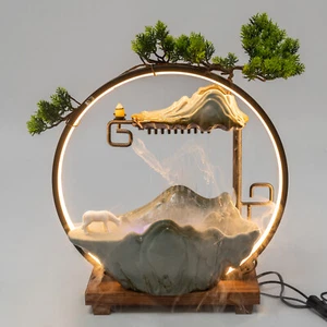 Water Fountain LED Tabletop Indoor Fake Plants Waterfall Zen Decor With Mist - Picture 1 of 16