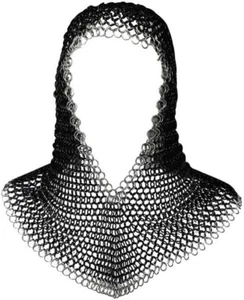 Armadura Coif Coif de cota de malla lista para la batalla guerrero medieval 18,75 pulgadas - Imagen 1 de 5