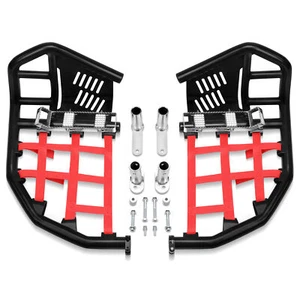 For YFZ 450R 450X YFZ450R Nerf Bars Pro Peg Black Bar With Red Nets - Picture 1 of 6