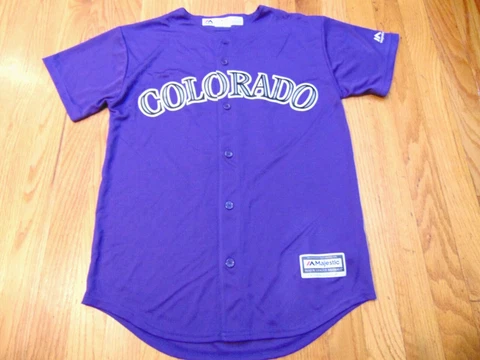 NEW MAJESTIC MLB COLORADO ROCKIES TREVOR STORY COOL BASE JERSEY SIZE YOUTH L Cover