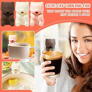 Portable Mini Cartoon Cat Shaped Food Cooling Fan Hot Water Tea Food  Cooler Fan - Picture 1 of 19