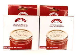 2 BOXES Kilner Wide Mouth Glass Jar Seals Lids Gold Preserving SET OF 24 NEW - Picture 1 of 3