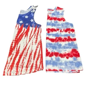 SO & Way To Celebrate Patriotic Girls Lot Of 2 American 4th Of July Tank Tops XL - Picture 1 of 12