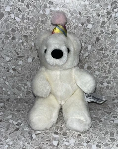 Vintage Russ Berrie Lil Marshmallow weißer Plüschbär Clown Stofftier Pastell 6 Zoll - Bild 1 von 9