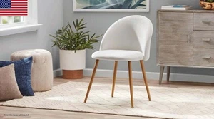 Velvet Tufted Modern Accent Chair Solidwood Living Room Furniture Cream White - Picture 1 of 9