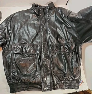 Vintage Members Only Genuine Leather Bomber Motorcycle Jacket Men's Sz LG Black - Picture 1 of 24